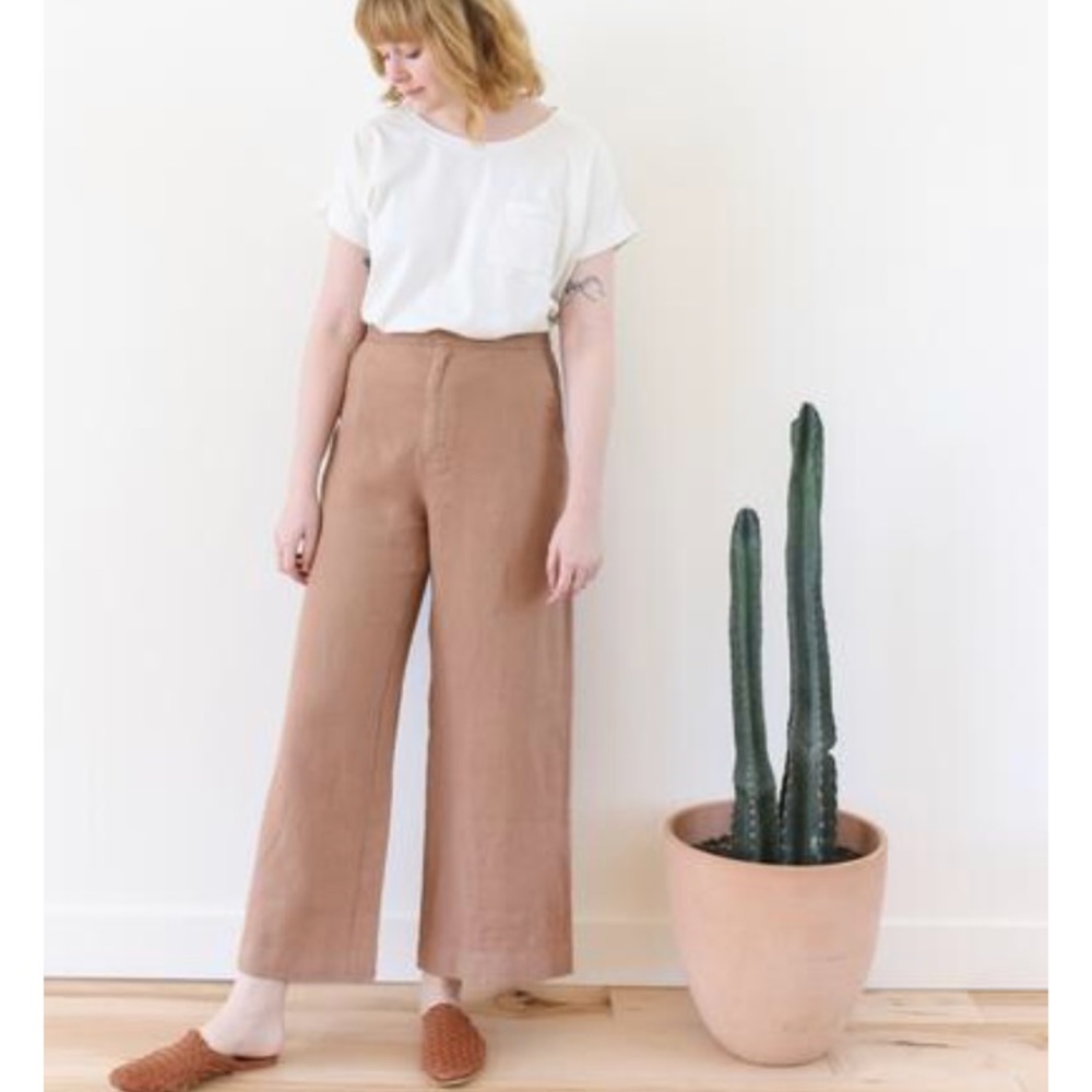 🆕 Val Crop Pant in Pecan Linen - Picture 1 of 8